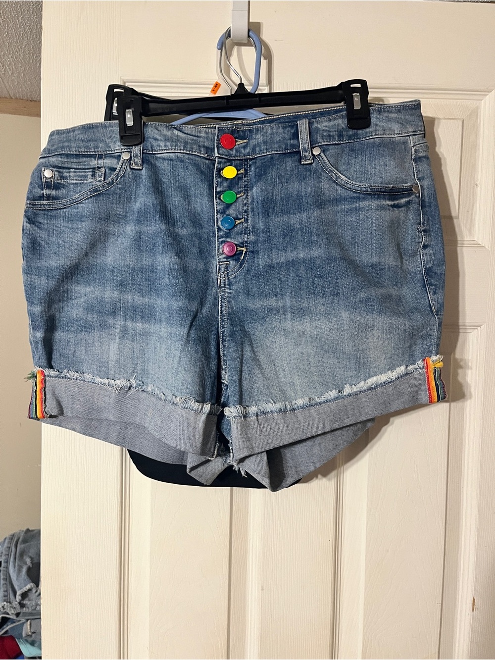 Torrid Rainbow-Button Cuffed Women’s Shorts